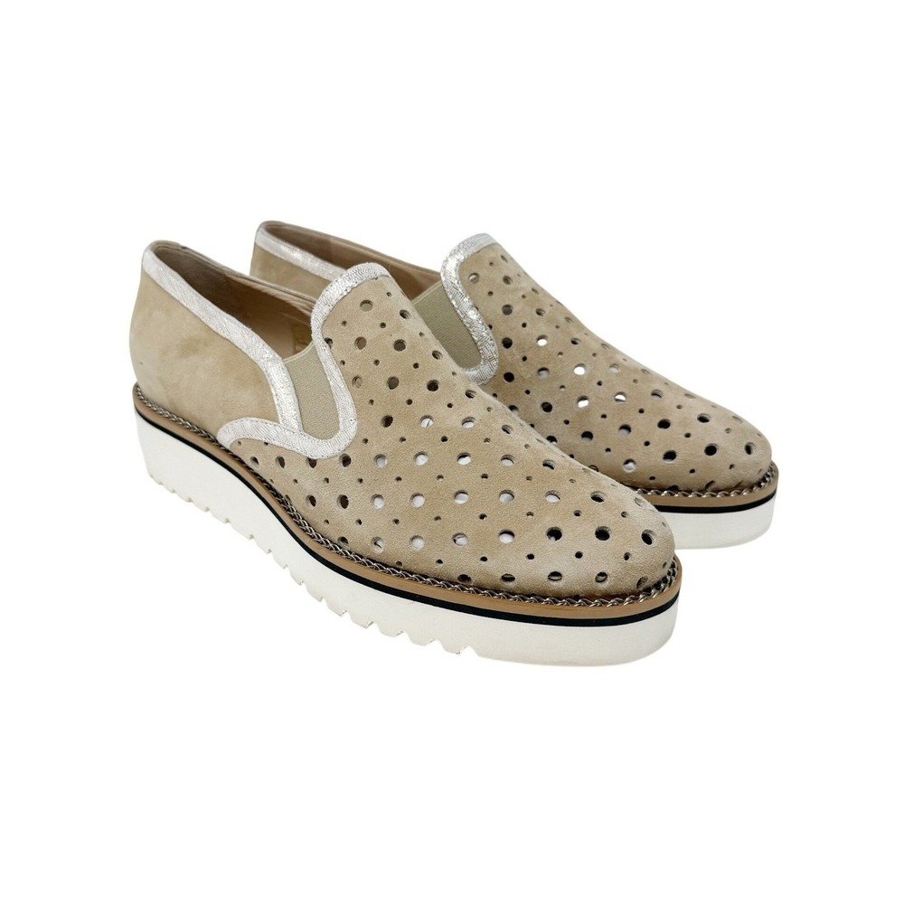 Clorinda Antinori Ventana Perforated Italian Suede Platform Loafers